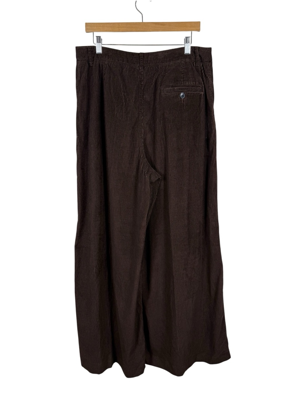 Anthropologie Maeve The Avery Pleated Wide-Leg Corduroy Trousers Brown Sz 16 - Picture 5 of 8